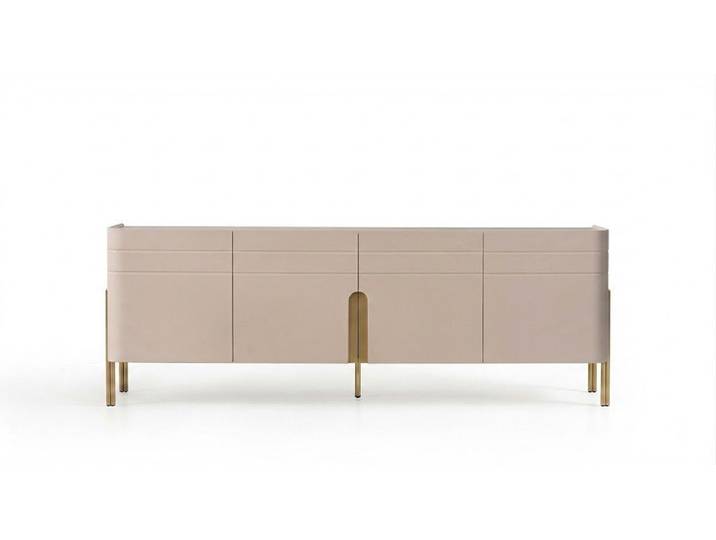 JVmoebel Sideboard Modernes Sideboard Beige MDF Edelstahl Einfarbig Wohnbereich Stauraum (1 St., 1-tlg)
