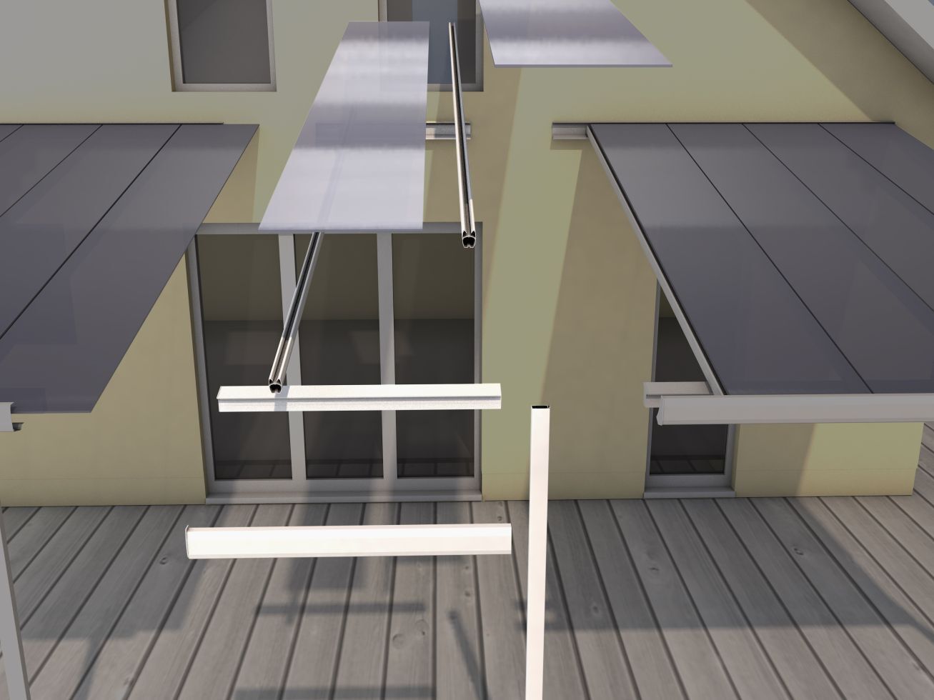 Gutta Terrassendach EW-Satz 120x306cm weiß