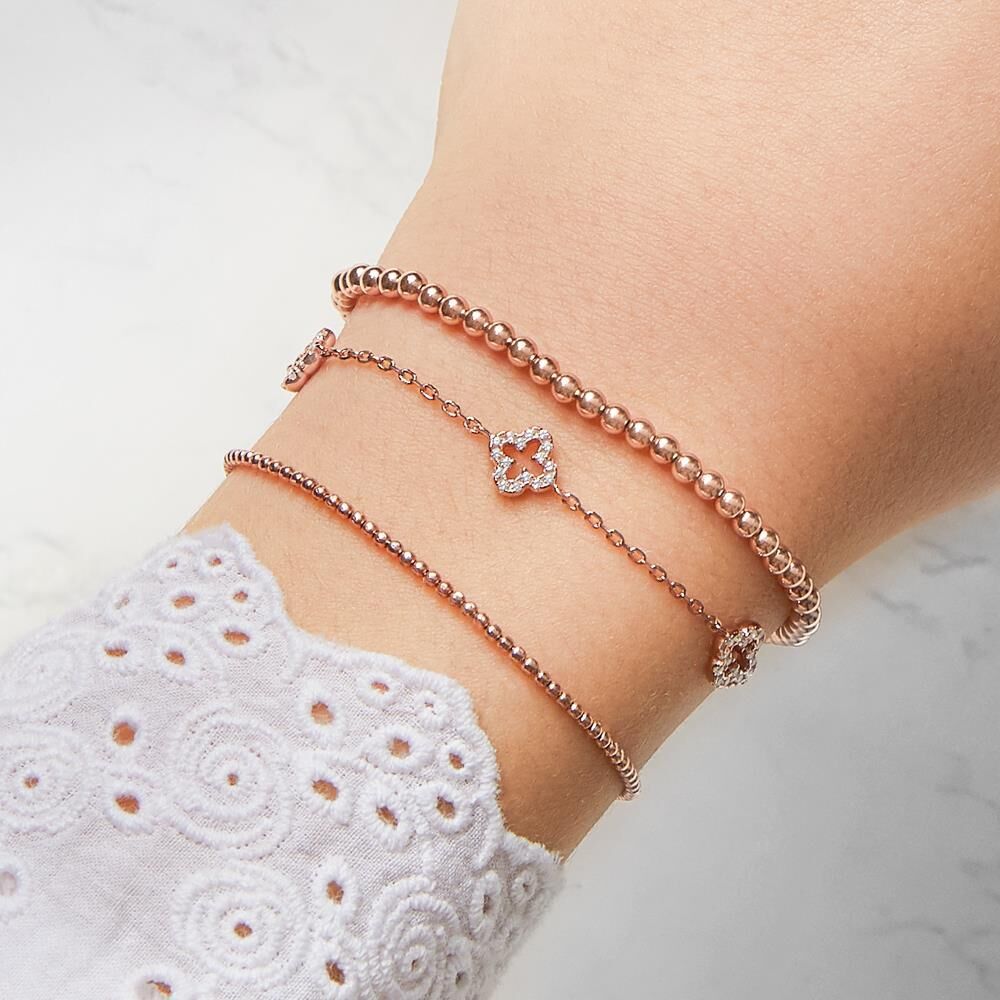 Unique Rosévergoldetes 925er Silber Armband mit Zirkonia rosé