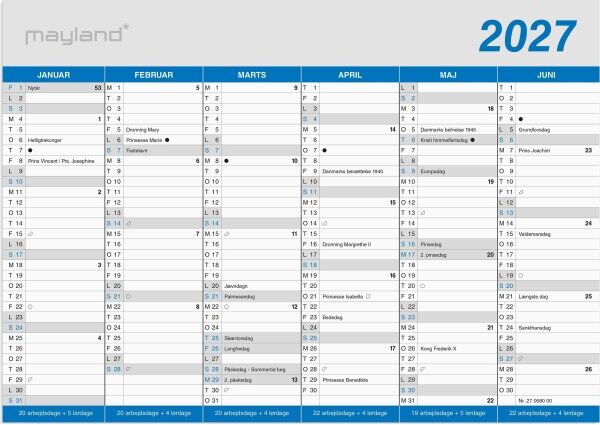 Mayland 2027 Kontorkalender, Klassisk, A5