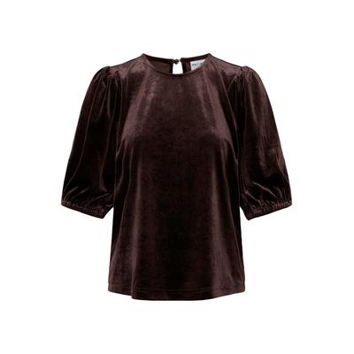Kurzarmbluse PULZ JEANS "Pulz Jeans Bluse kurzarm PZBARBARA", Damen, Gr. M, braun (java), Blusen