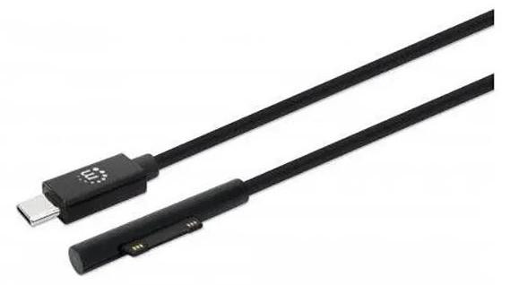 Manhattan USB-C naar Microsoft Surface oplaadkabel, 1,8m, zwart