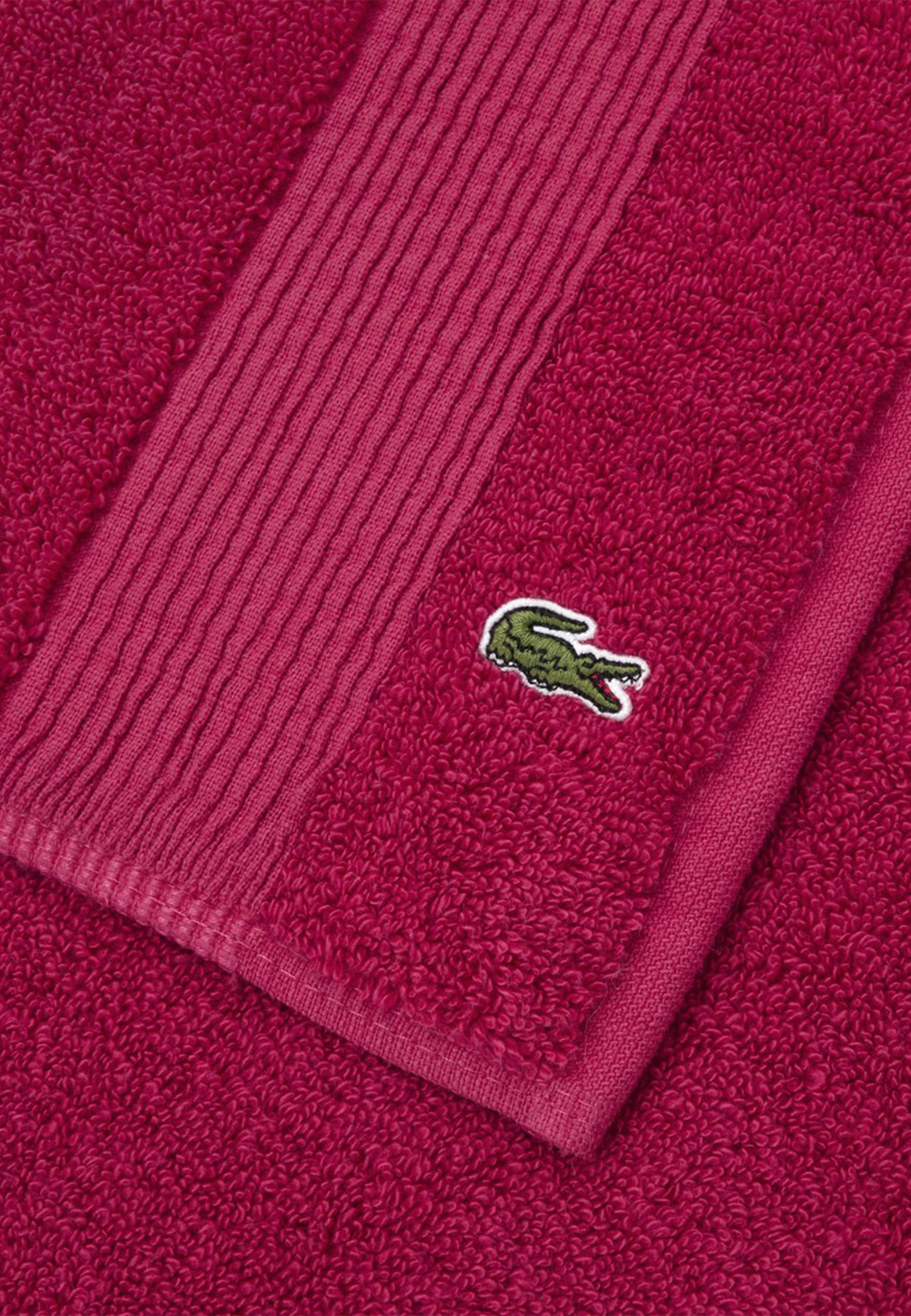 Badematte LACOSTE "LLECROCO", rot (rouge), H:3mm, Baumwolle, Badematten, Badematte, mit Label-Applikationen rouge (50cm x 70cm )