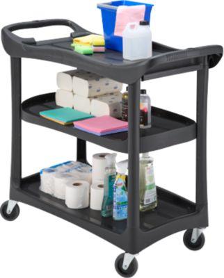 Reinigungswagen Pure 3 Etagen, Servicewagen für Büro/Hotel/Pflege, hygienische Flächen, leicht zu reinigen, leiser Lauf