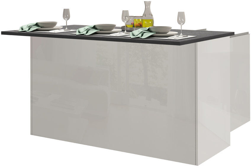 Ebern Designs Pameal Wood Kitchen Island Oak Wood/Grey 85cm H X 155cm W X 90cm D