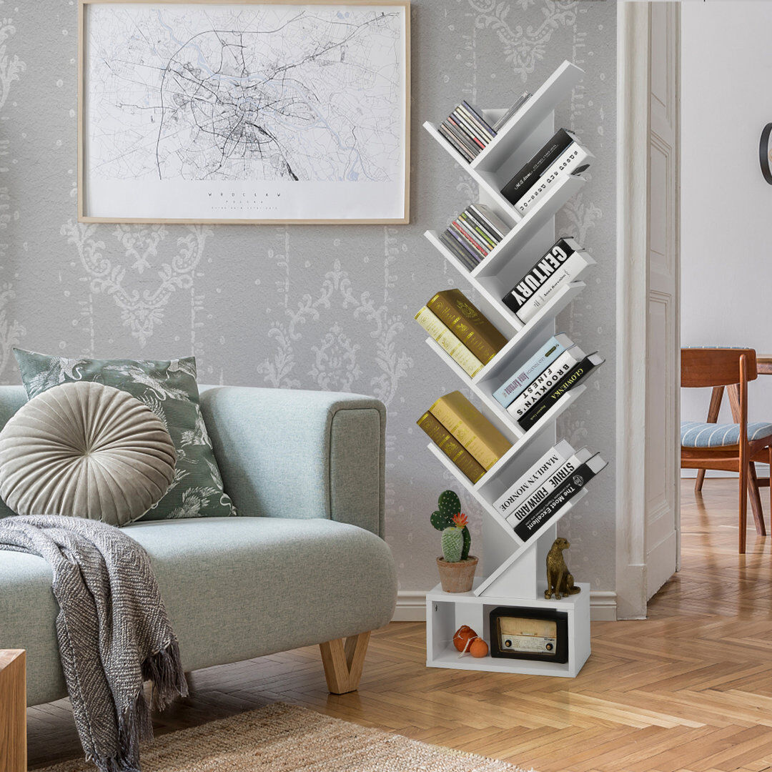 Latitude Run Smithboro 150cm H x 38cm W Geometric Bookcase White