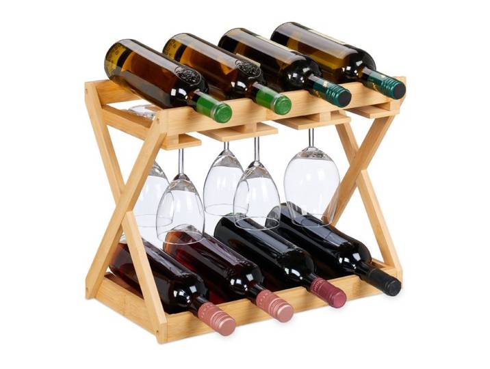Relaxdays Weinregal mit Glashalter