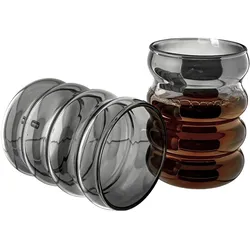 Mulex Schwarze Wave-Design Trinkgläser im 2er Set – 300 ml