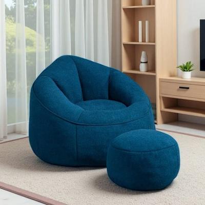 Oversized Memory Foam Bean Bag Sofa with Footrest, Compressed Lazy Floor Lounge Chair for Adults, Soft Super Fiber Plush Seating