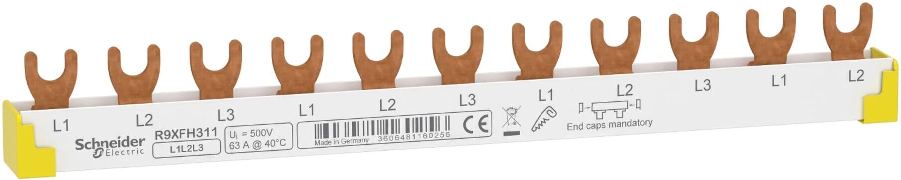 Schneider Electric Phasenschiene Gabel 3p 11mod. 63A R9XFH311)