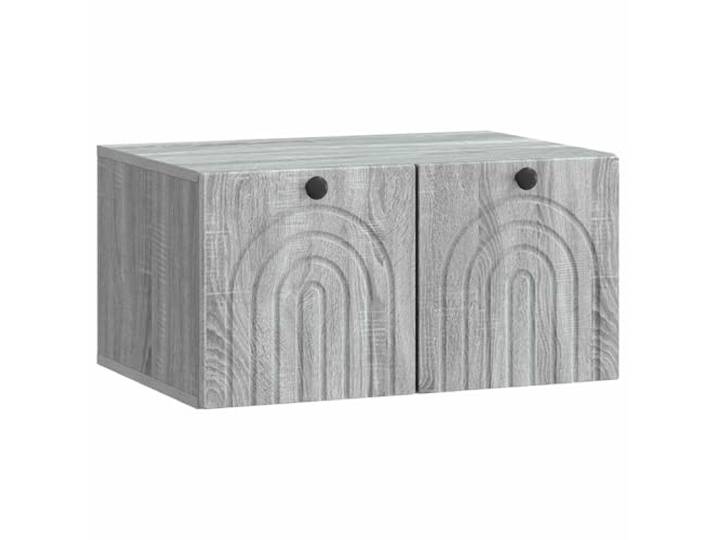 KUPTYERFG TV Lowboard Wandboard Graues Sonoma 59,5x41x30 cm Platzsparendes Wandboard für Wohnzimmer und Schlafzimmer mit zwei Klapptüren und Metallgriffen für Medienzubehör.