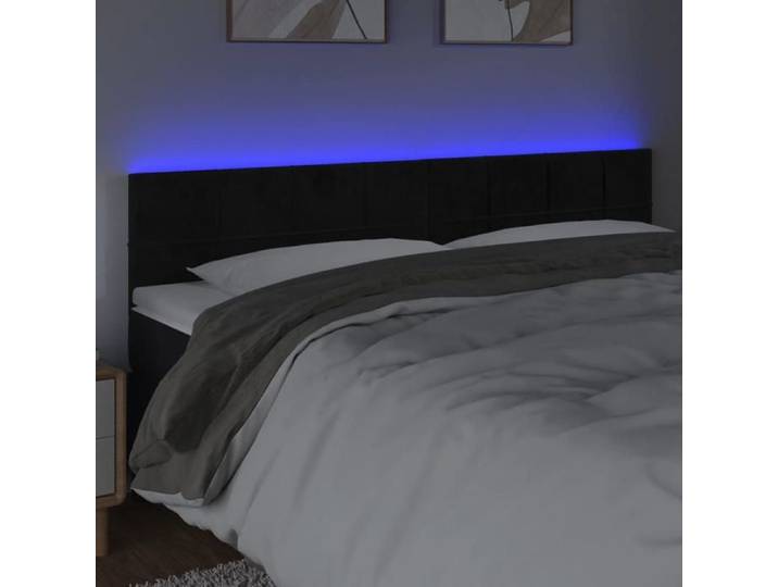 BEL ACHAT*Tête de lit à LED - Colorée - ABBOI - Entretien facile Noir 180x5x78/88 cm Velours Promo240371
