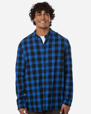 Boxercraft BU7401 Men's Flannel Button Down Shirt in Royal/Black Buffalo size Small   Polyester