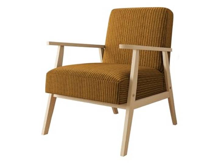 Mirjan24 Sessel Wikez Cord, Polstersessel mit Holzarmlehne, Lehnstuhl, Holz Stuhl, Retro Sessel, Sitzmöbel Wohnzimmer (Poso 01)