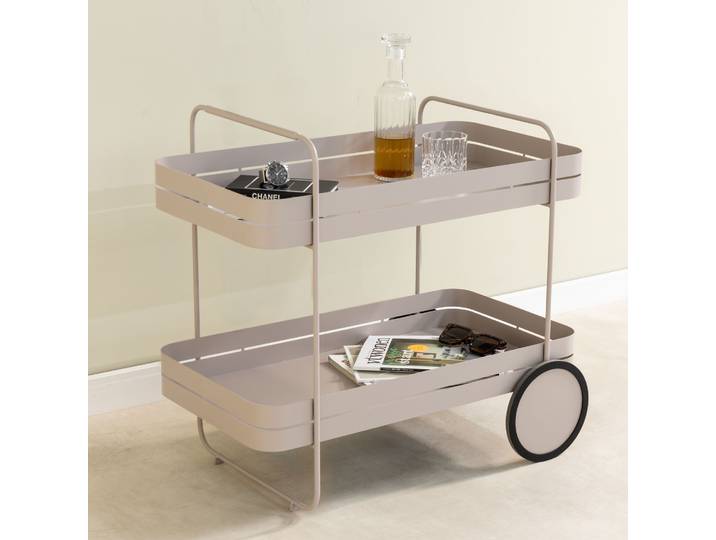 Servierwagen SPINDER DESIGN GIN & TROLLY , grau (silky taupe, silky taupe), B:42cm H:69,3cm T:74cm, Stahl, Rollwagen, Servierwagen, Servierwagen aus Stahl mit Gummirädern