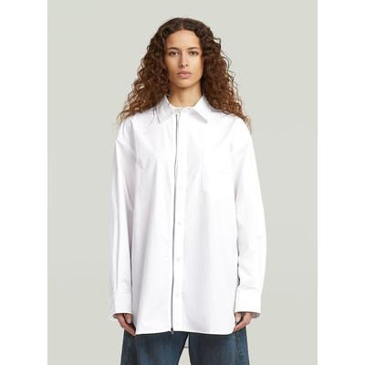 Langarmshirt G-STAR "Oversized Zip Popeline-Hemd", Damen, Gr. S, weiß, Obermaterial: 100% Baumwolle, Shirts Langarmshirt