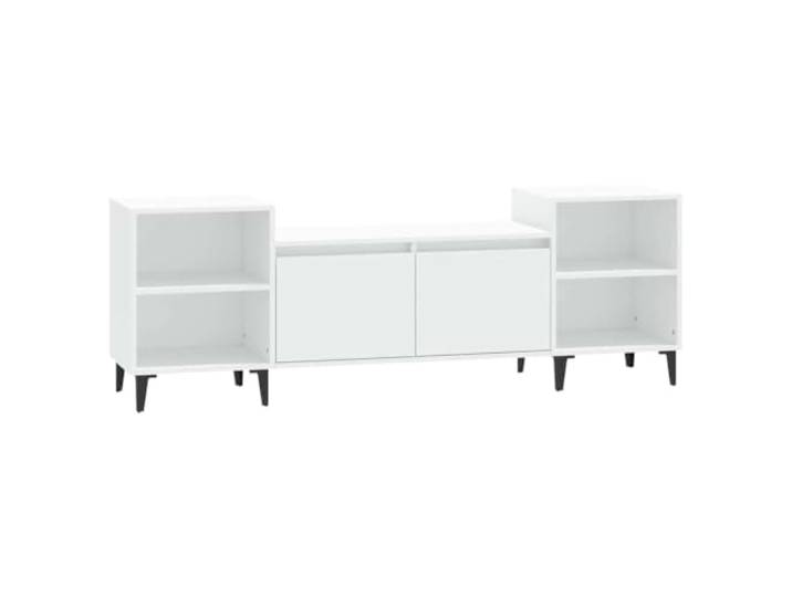 KUPTYERFG TV-Schrank Weiß 160x35x55 cm Lowboard Holzwerkstoff Großzügiges Fernsehmöbel für Wohnzimmer und Schlafzimmer mit 6 geschlossenen Fächern für Ordnung und Schutz vor Staub.