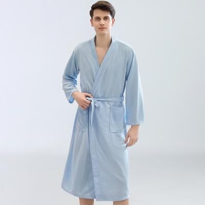 Retailers Go Quick Drying Waffle Bathrobe, Men's And Women's Sauna Sweatshirt, Water Absorbent Robe For Spring And Summer, Homewear azure man m