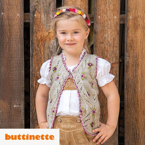 Strickanleitung – Besticktes Trachtenwestchen Tirol