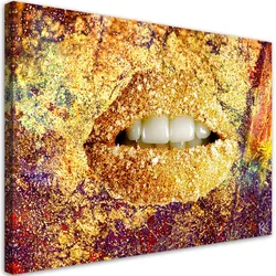 WANDBILD abstrakte goldene lippen
