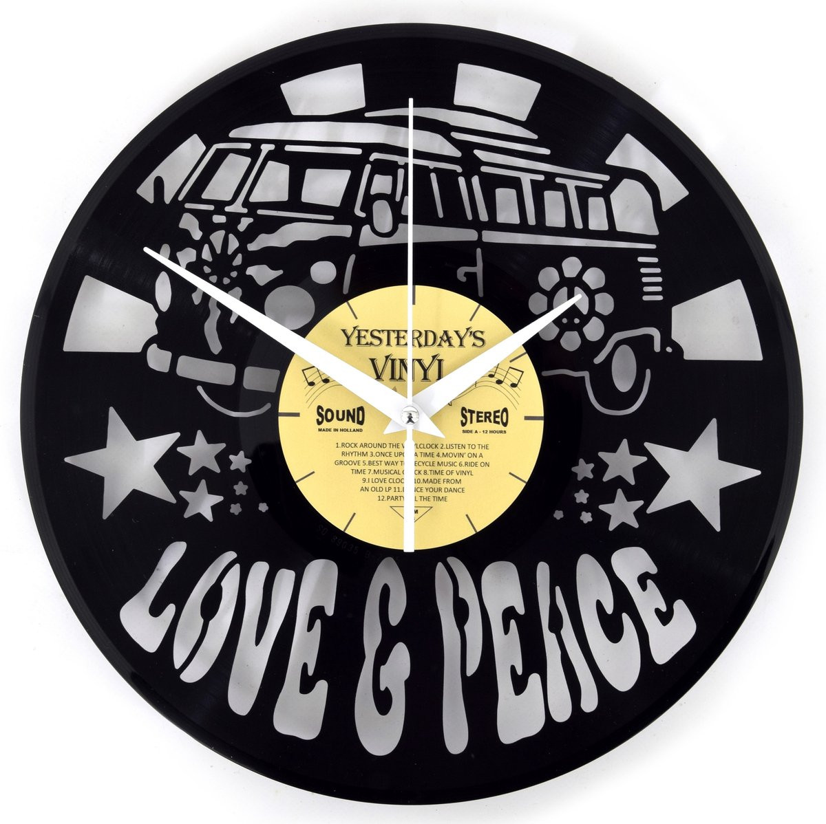Yesterdays Vinyl Love & Peace Analoge Wandklok voor Volwassenen