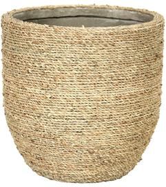 "Everdeen 13"" Grass and Concrete Pot, Beige"