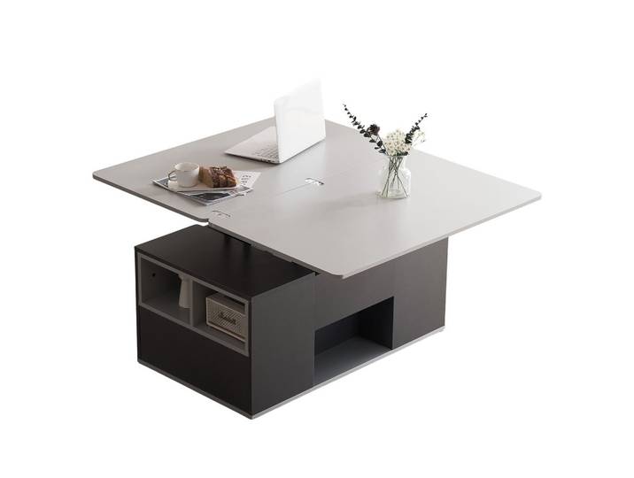 COUCHTISCH Grau Mit Lift-Top-Funktion & multifunktionalem Stauraum