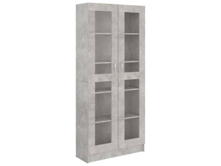 KGHERMDF Vitrinenschrank Betongrau 82,5x30,5x185,5 cm Holzwerkstoff 5 Fächer, 2 Türen, Robust, Pflegeleicht, Vielseitig für Wohnzimmer