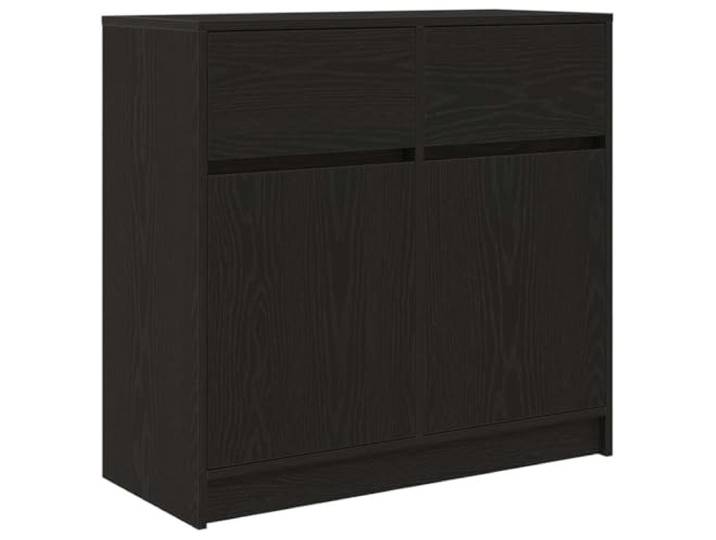 KGHFDVB Sideboard Mit Schublade Schwarz Eichen-Optik 80x34x76 cm Holzwerkstoff, 2 Türen, 2 Schubladen, Montage in 2 Konfigurationen, Wohnzimmer, Esszimmer, Home-Office