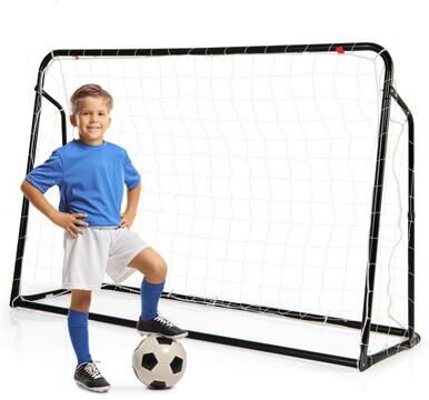Costway 2-in-1 Kids Soccer Rebounder and Soccer Goal with Adjustable Height-Black