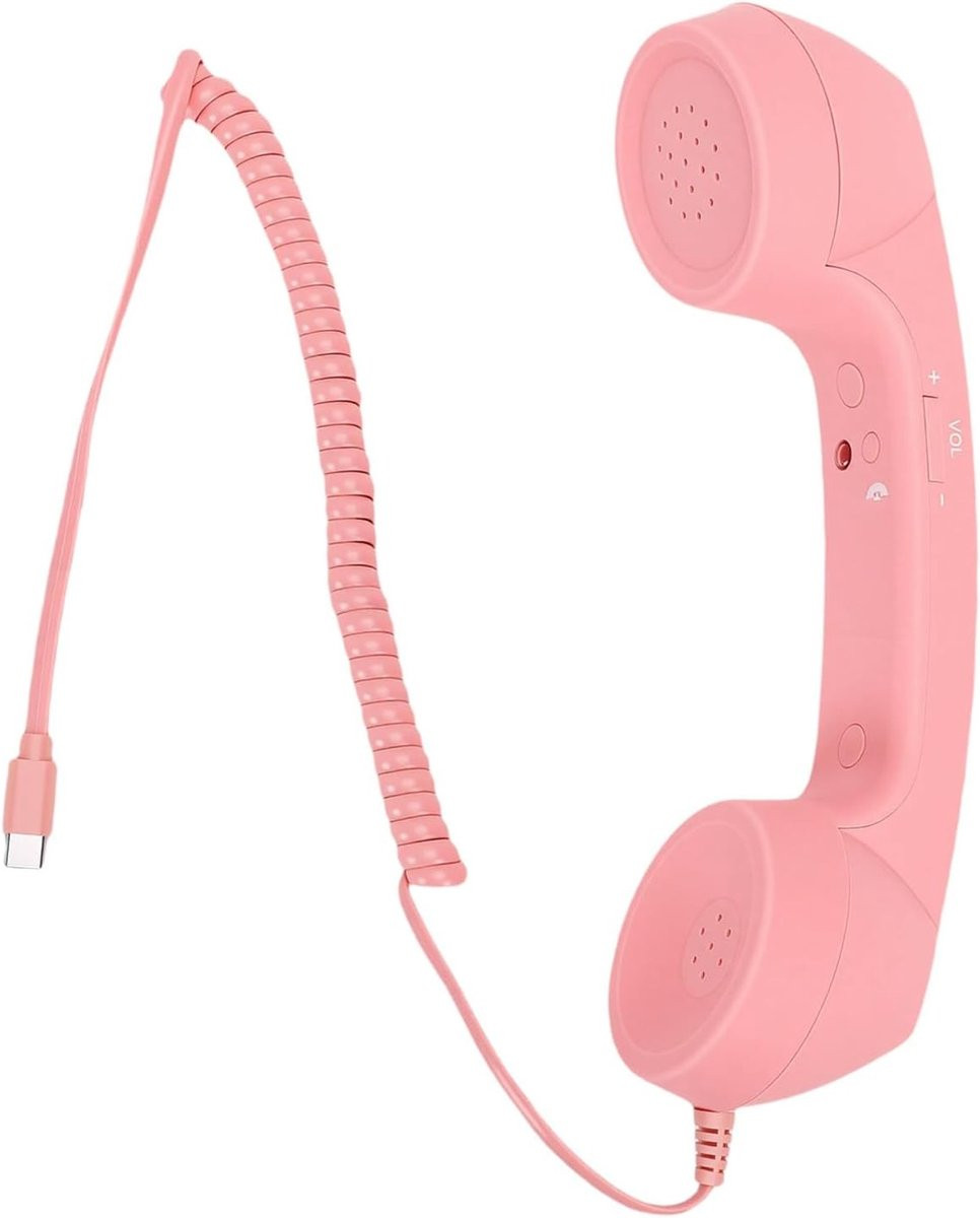 Retro Telefoonhoorn met USB-C Aansluiting en Volumecontrole voor Videoconferenties
