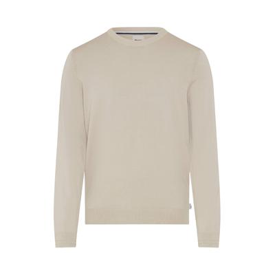 Rundhalspullover BRAX "Style RICK", Herren, Gr. 4XL, beige (stein), Strick, 58% Baumwolle, 22% Seide, 20% Polyamid, Rundhals, Pullover Rundhalspullover, Strickpullover im Baumwolle-Seide-Mix