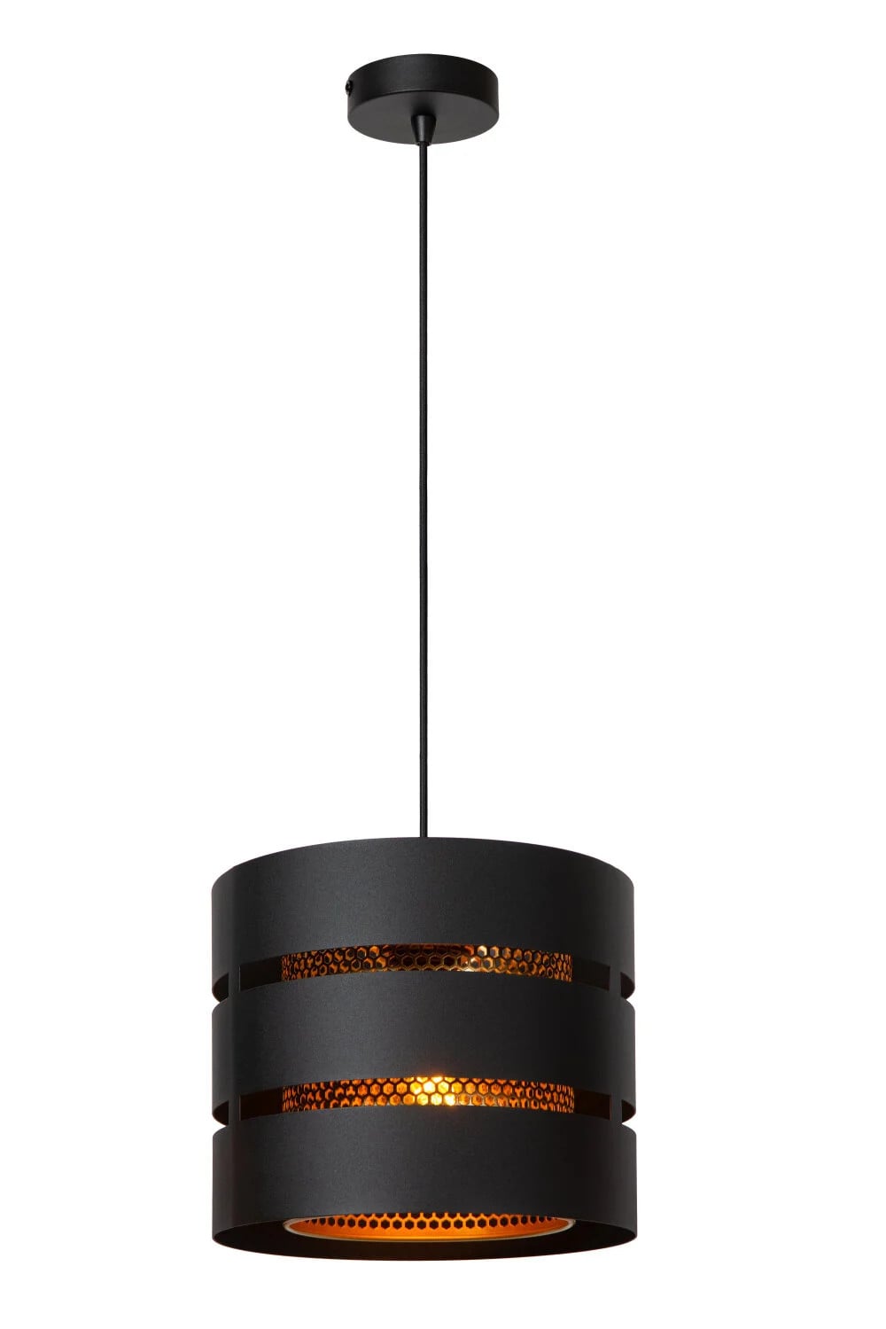 Lucide ROSAS Hanglamp - Zwart en Goud/Messing - Ø 26 cm