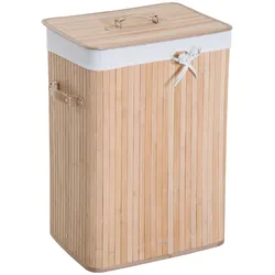 HOMCOM Wäschekorb schmal mit Deckel Wäschesammler 72L mit Griff für Waschküche Schlafzimmer Natur