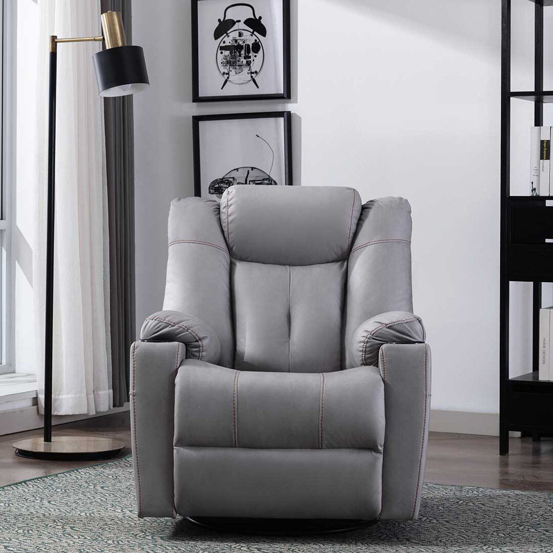 Ebern Designs Henreitta Swivel Home Theatre Recliner Grey 107cm H