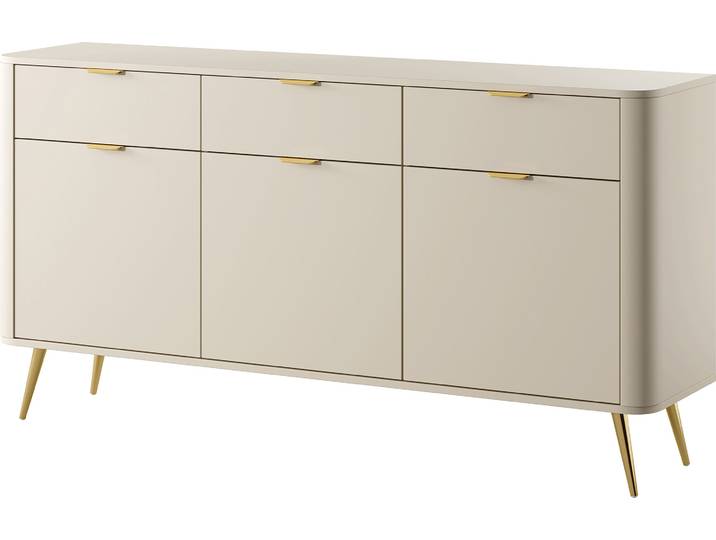 Selsey Oval - Sideboard Kombikommode mit drei Schubladen, Beige, 163,5 cm breit