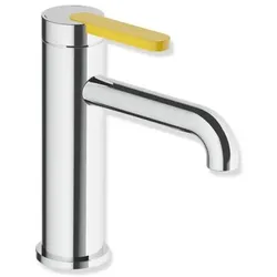 Hewi AQ477 Waschtischarmatur AQ1.12M1134018 ohne Ablaufgarnitur, chrom farbig, Griff senfgelb