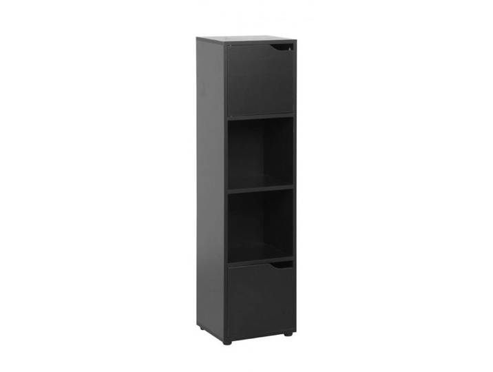 Colonne de rangement - JUANIO - 30x29x120cm - 2 niches ouvertes - 2 portes - Noir