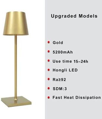 Uplifted Finds Cordless LED Dimmable Table Lamp Metallic Black Night Light For Indoor Outdoor Restaurant gold