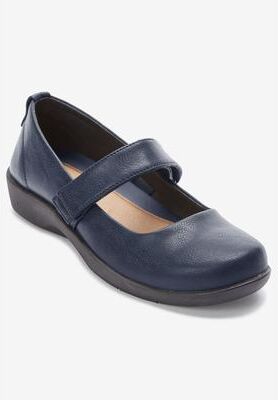 Women's The Carla Mary Jane Flat by Comfortview in Navy (Size 11 M)