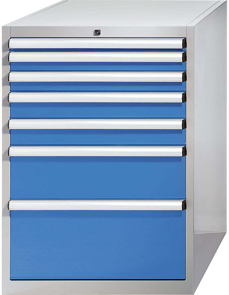 Schubladenschrank, Höhe x Breite x Tiefe 1000 x 717 x 725 mm, Schubladen 1 x 50, 2 x 75, 2 x 100, 1 x 200, 1 x 300 mm eurokraft pro