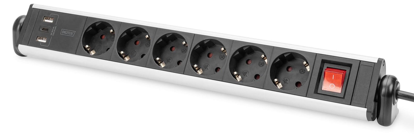 Digitus DA-70624 Office stekkerdoos met 6 stopcontacten en 3 USB-aansluitingen