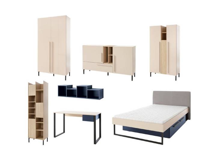 Deine Möbel 24 Jugendzimmer-Set SORENTO B 7-teilig, (7-teilig, 7-tlg., Modernes Design), Modernes Design