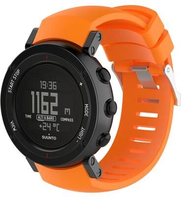 Everyday Crate SUUNTO Core ALU Black Silicone Watch Band Soft Adjustable Replacement Strap orange