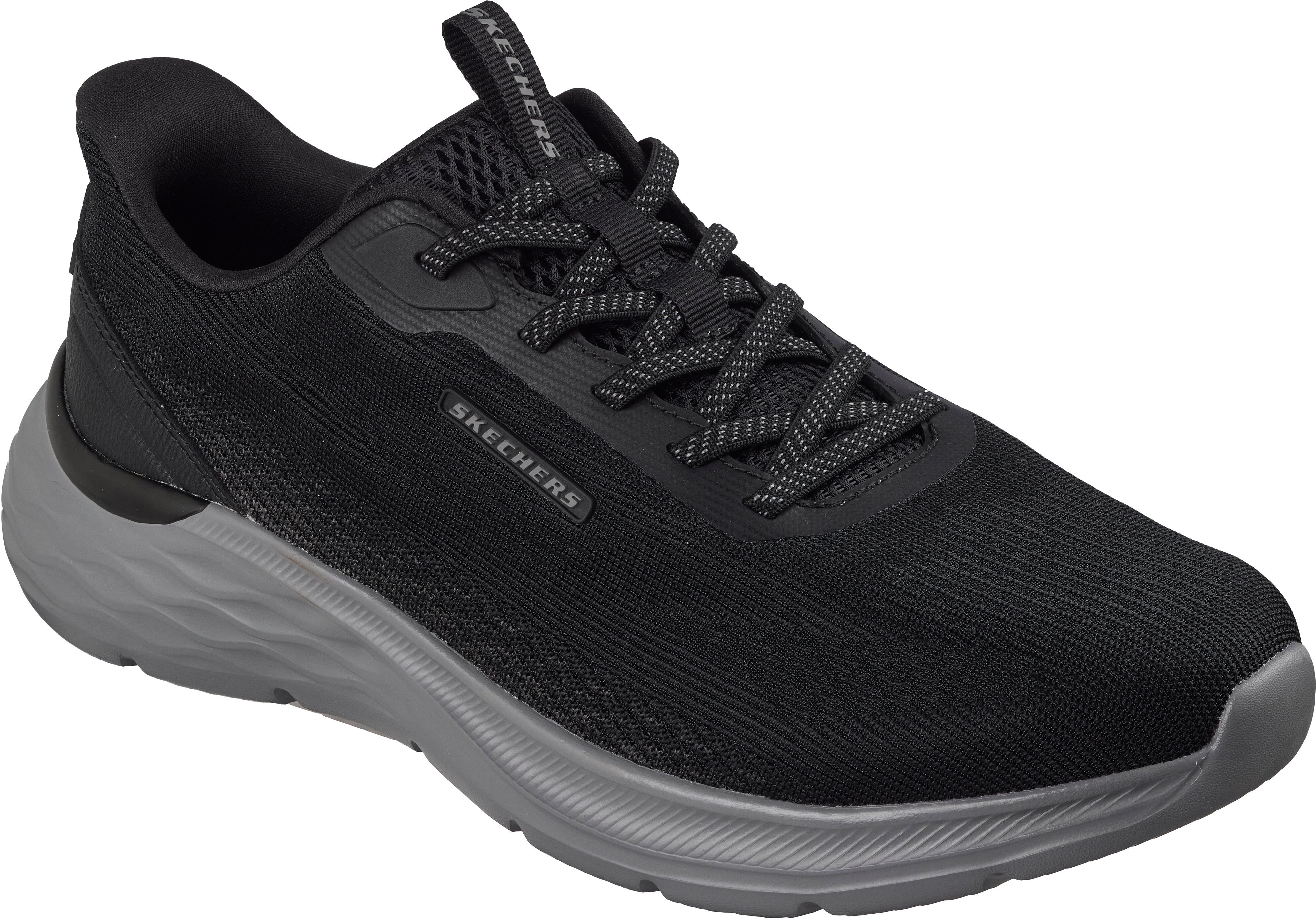 Slip-On Sneaker SKECHERS "GARNER", Herren, Gr. 41, Textil, schwarz, Schuhe Slip-On Sneaker, Slipper, Schnürschuh mit Relaxed Fit
