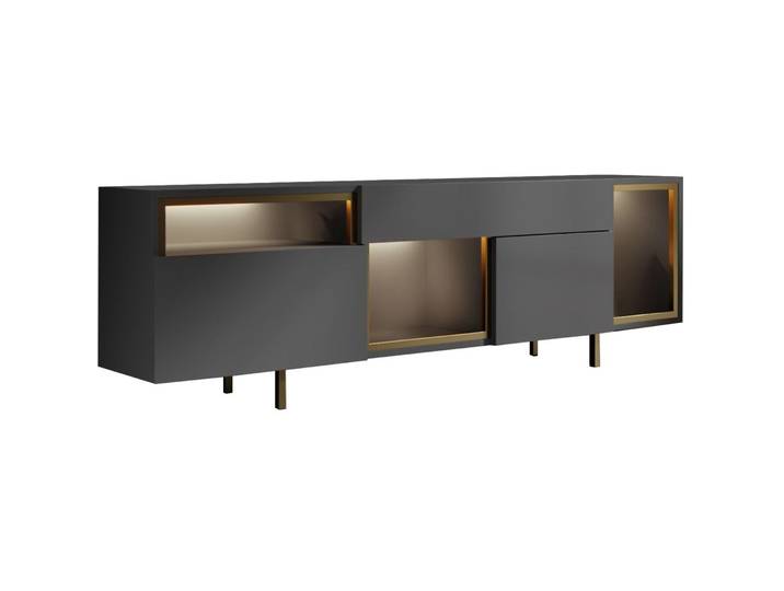 TV-Möbel Georis Anthrazit/Gold Holzwerkstoff B 180 cm - TV-Möbel
