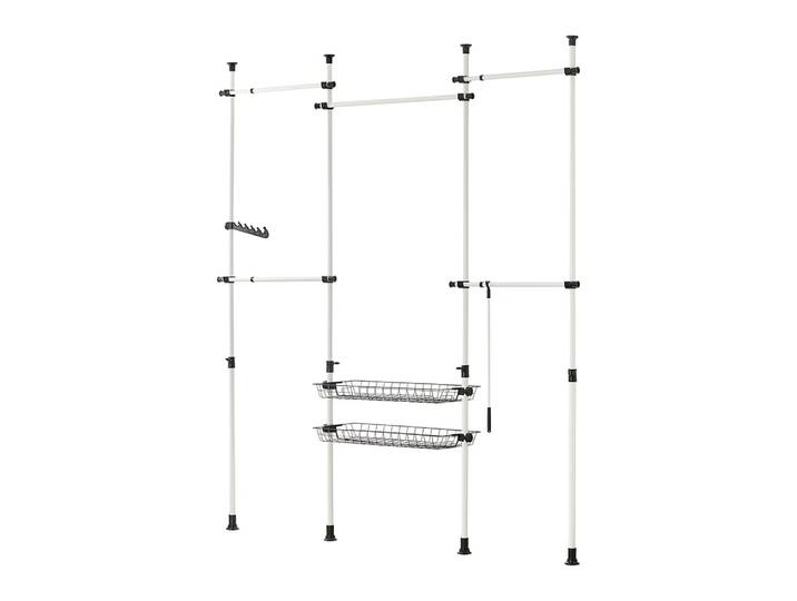 Télescopique garde-robe 5 barres 2 paniers en métal blanc