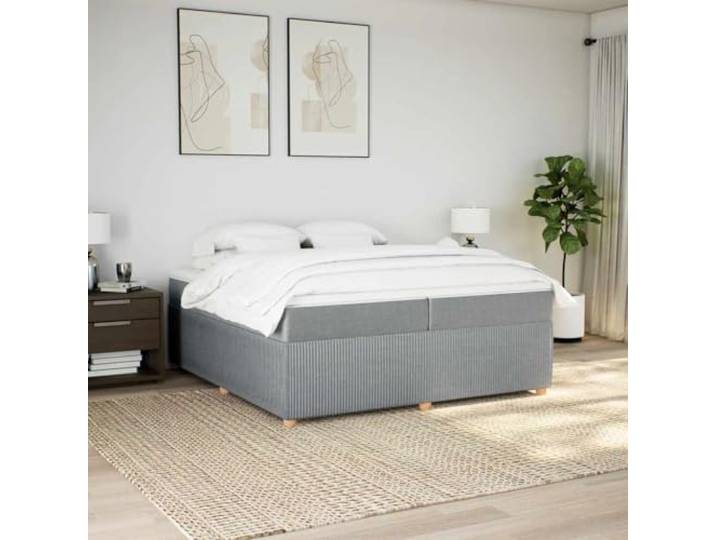 KTHLBRH Boxspringbett 200 x 200 cm mit Matratze hellgrau Taschenfedern, personalisierte Unterstützung, waschbarer Matratzenschoner, Latten im Lieferumfang enthalten