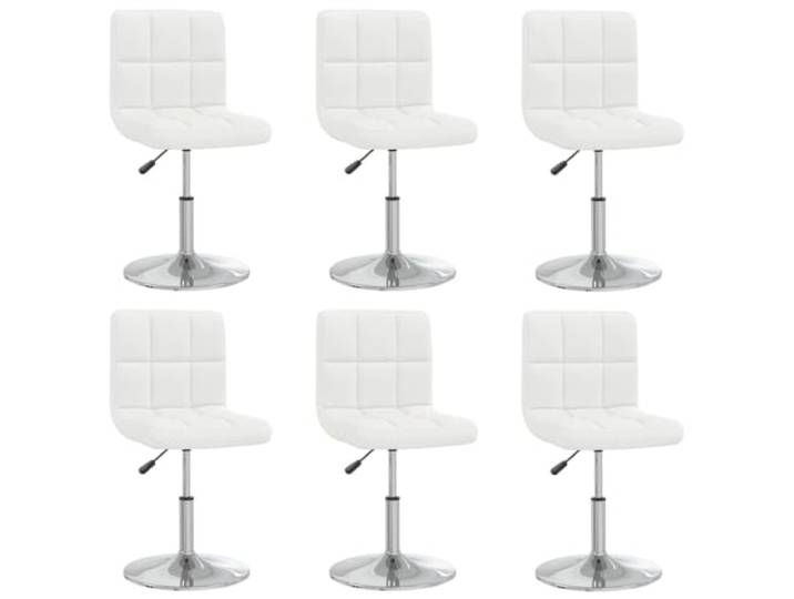 UYPTERF Esszimmerstühle 6 STK. Weiß Kunstleder Modernes Design, verchromtes Stahlgestell, Gasdruckfeder, höhenverstellbar, pflegeleicht, optimaler Sitzkomfort