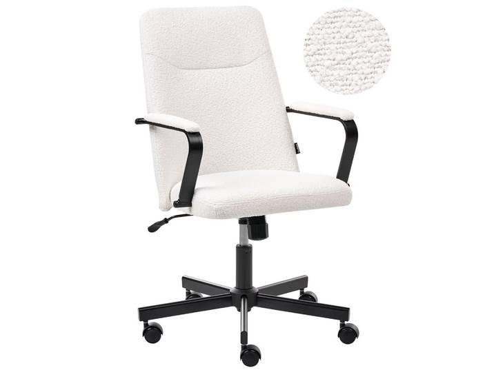 BÜROSTUHL Bouclé Weiß Caroga